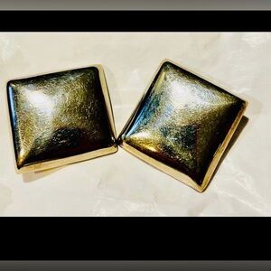 Silver Earrings Modernist style TAXCO Mexico LARGE square clip on 925 silver